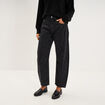 Jean balloon coton denim noir femme