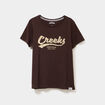 T-shirt col rond manches courtes Creeks marron foncé femme