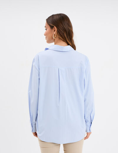 Chemise oversize manches longues bleu ciel femme