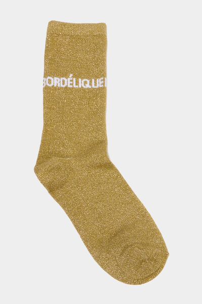 Chaussettes &agrave; fils m&eacute;tallis&eacute;s mi-hautes vert clair femme
