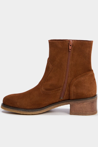 Bottines cuir daim &agrave; talons Creeks marron femme