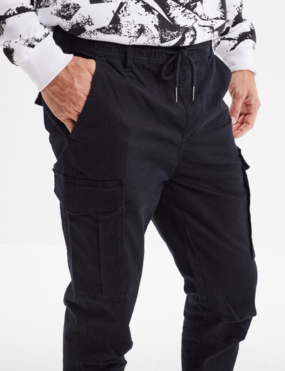 Pantalon cargo slim bleu fonc&eacute; homme