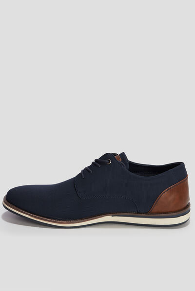 Derbies plates à lacets bleu marine homme