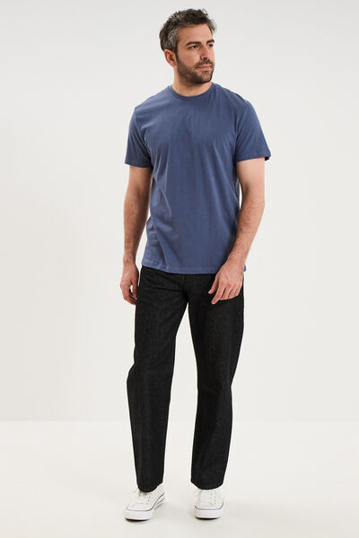 T-shirt droit en coton manches courtes bleu lavande homme