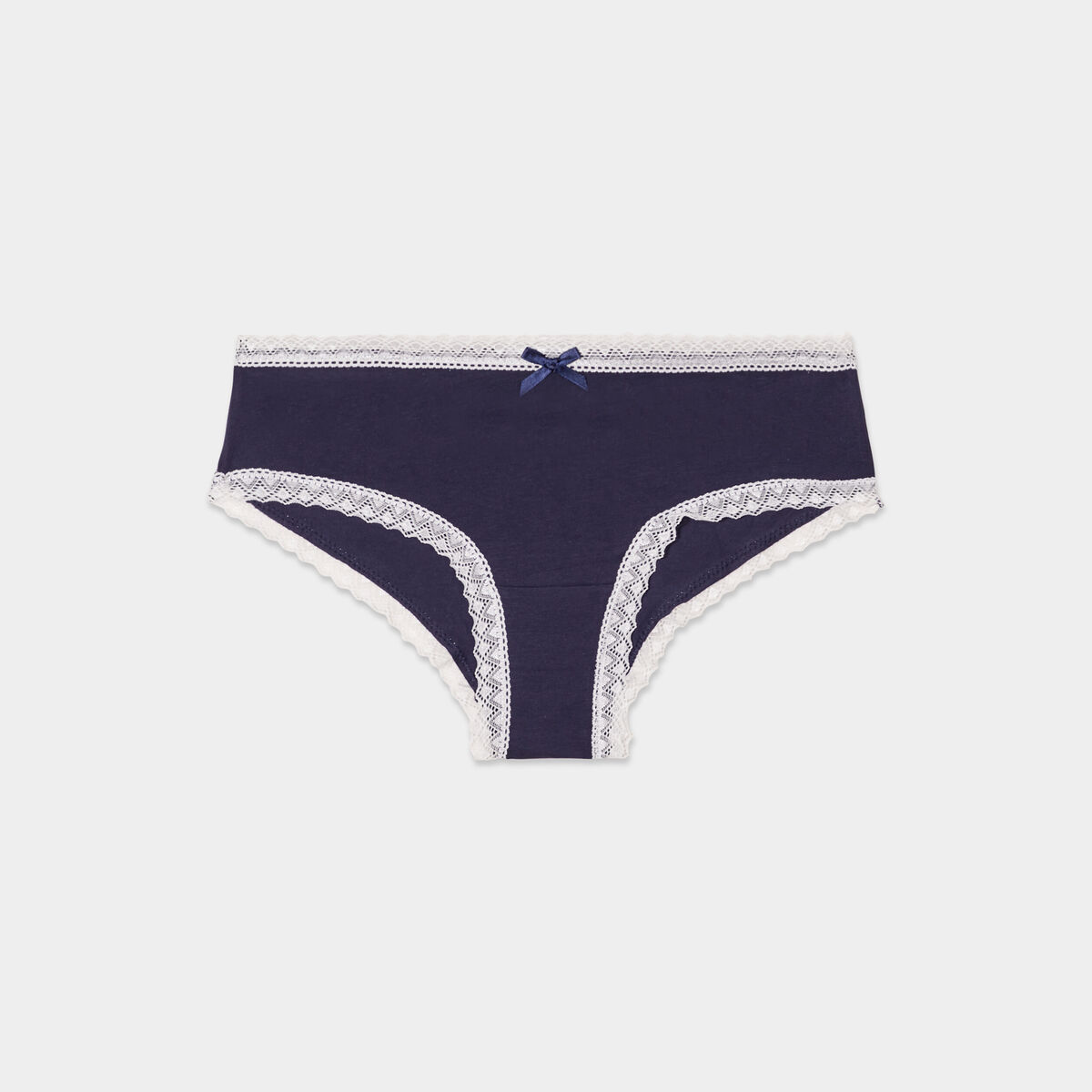 Shorty en dentelle coton bleu marine femme