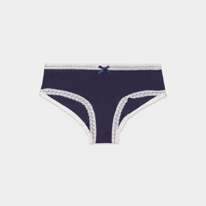 Shorty en dentelle coton bleu marine femme