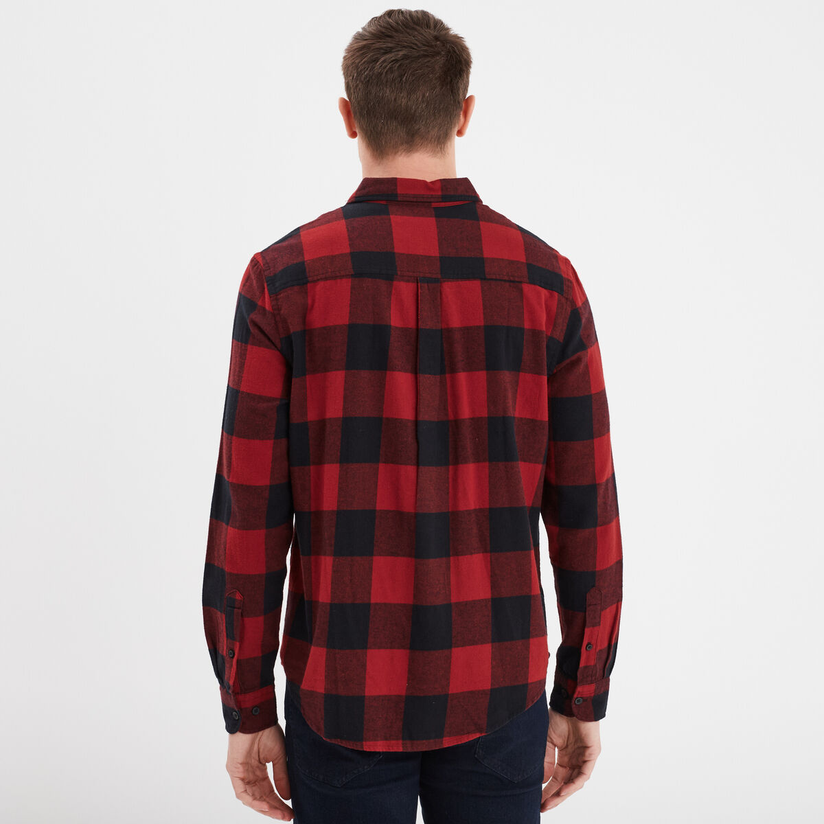 Chemise droite 2 poches manches longues rouge clair homme