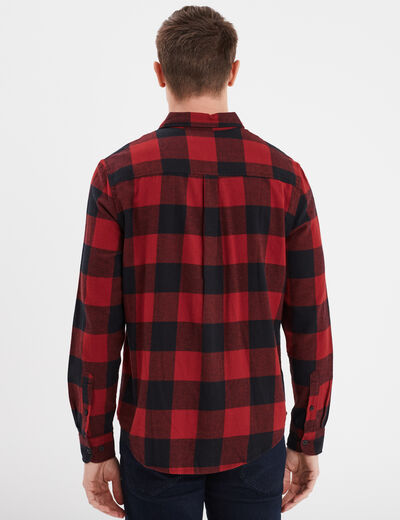 Chemise droite 2 poches manches longues rouge clair homme