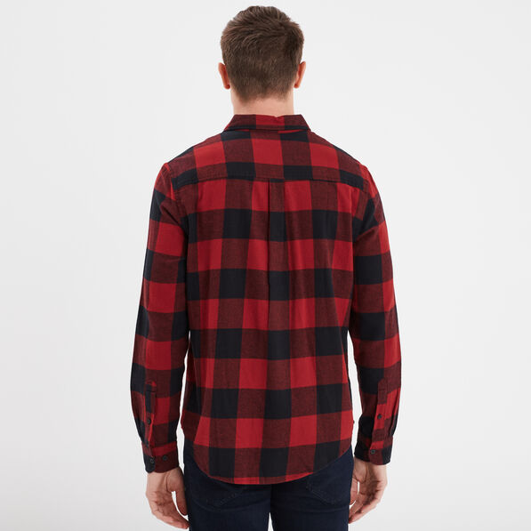 Chemise droite 2 poches manches longues rouge clair homme