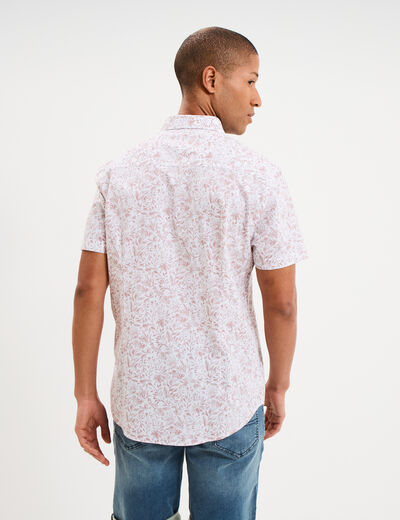 Chemise manches courtes coton vieux rose homme