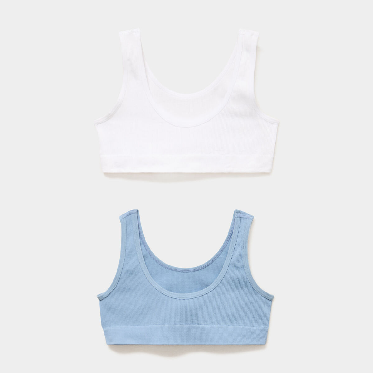 Lot 2 brassi&egrave;res bretelles larges bleu gris fille