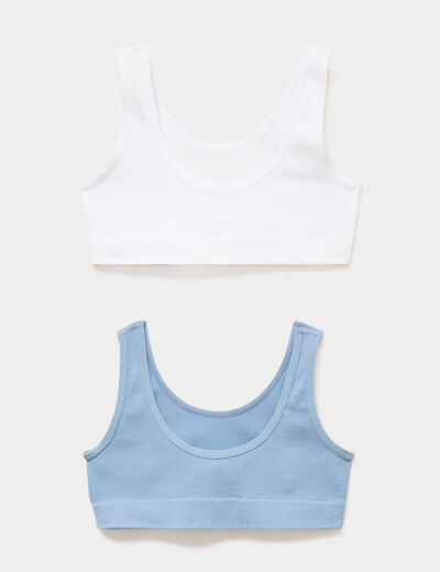 Lot 2 brassi&egrave;res bretelles larges bleu gris fille