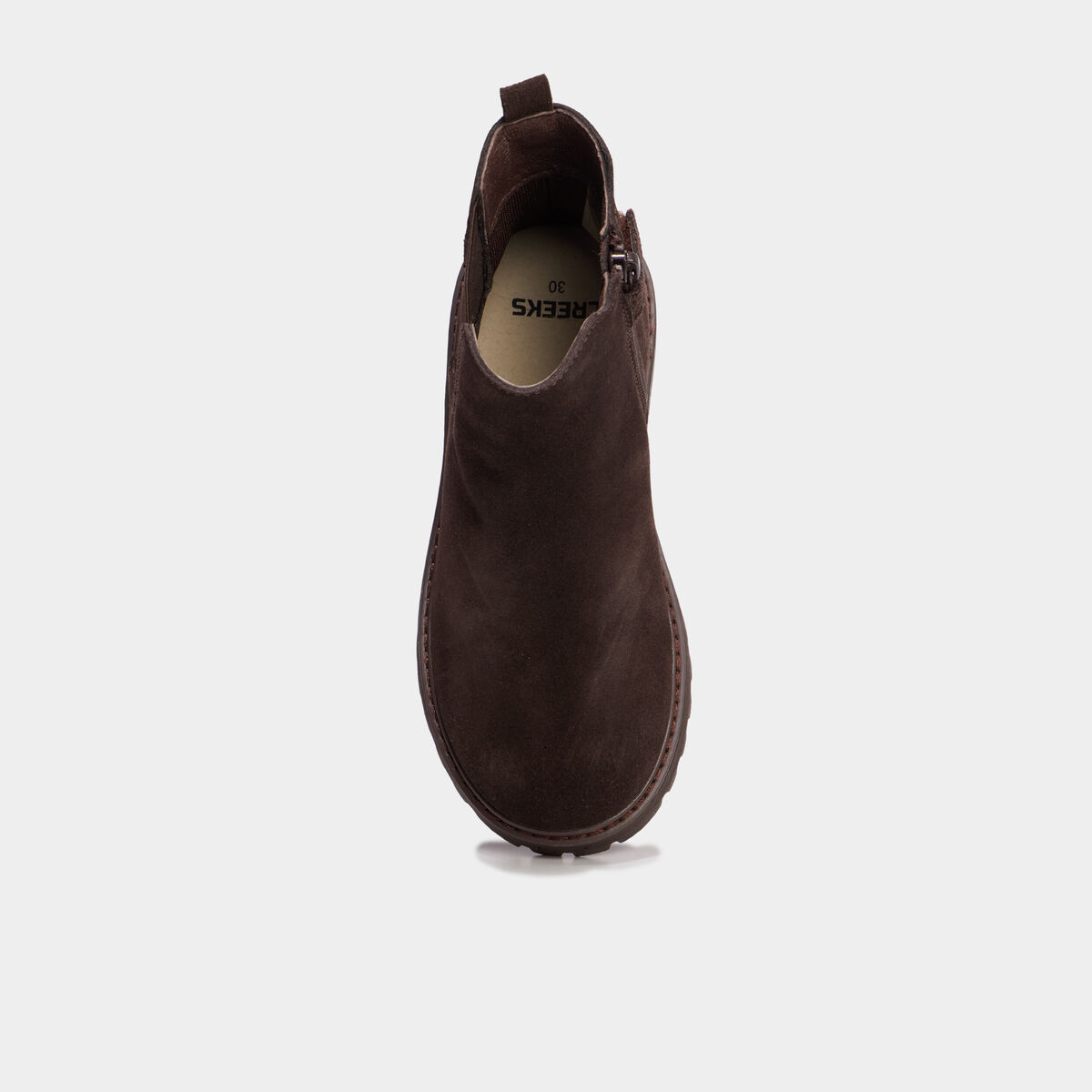 Boots chelsea cuir effet su&eacute;dine marron gar&ccedil;on