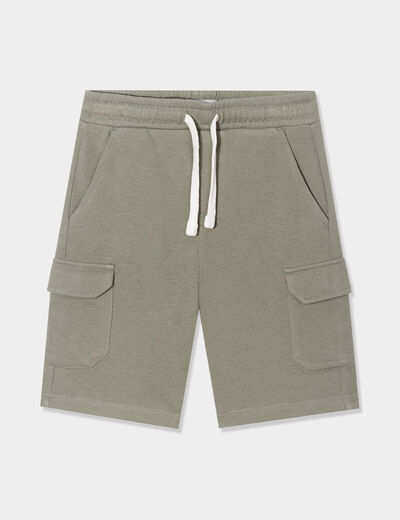 Short droit vert kaki garçon