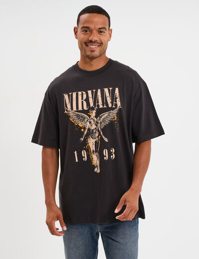 T-shirt manches courtes coton Nirvana gris foncé homme