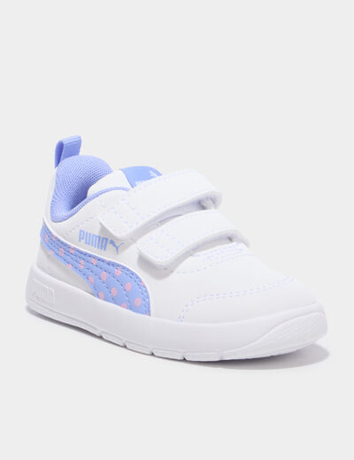 Tennis basses scratchs Puma Courtflex V3 bleu ciel b&eacute;b&eacute; fille