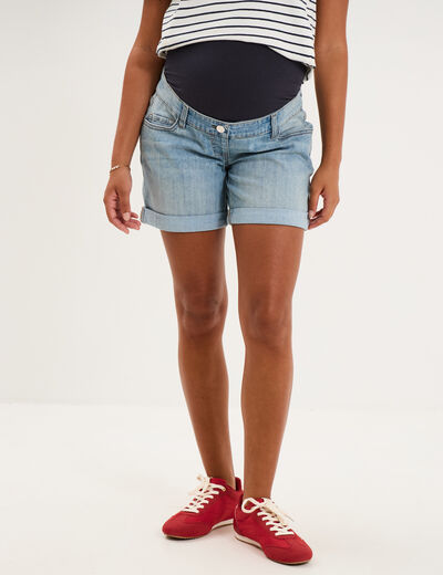 Short de grossesse en jean denim stone femme maternit&eacute;