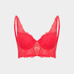 Soutien-gorge bustier padd&eacute; dentelle rouge femme