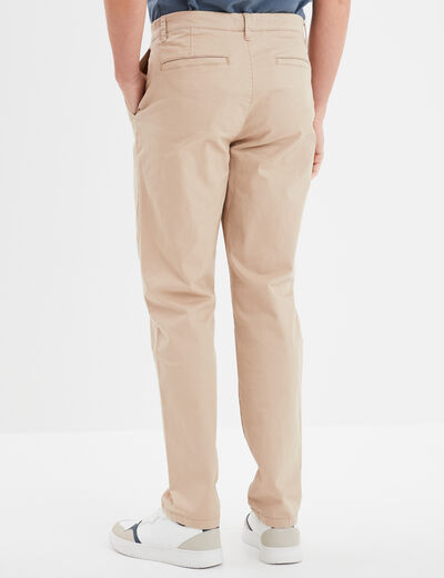 Pantalon chino droit stretch retroussé sable homme