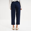 Pantalon chino regular ceinture tress&eacute;e bleu marine femme
