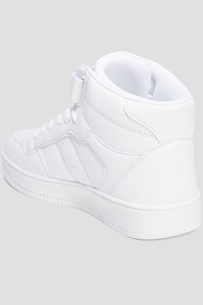Baskets montantes &agrave; scratchs blanc homme