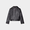 Veste courte biker simili cuir noir fille