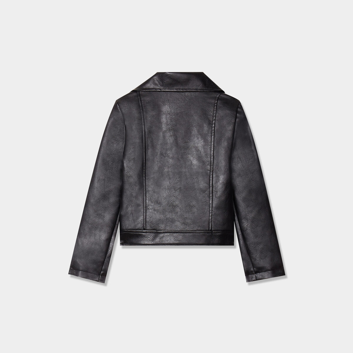 Veste courte biker simili cuir noir fille
