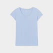 T-shirt coton col rond manches courtes bleu clair femme