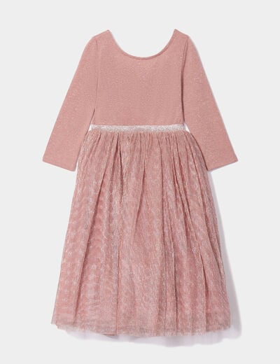 Robe longueur genou manches 3/4 rose fille
