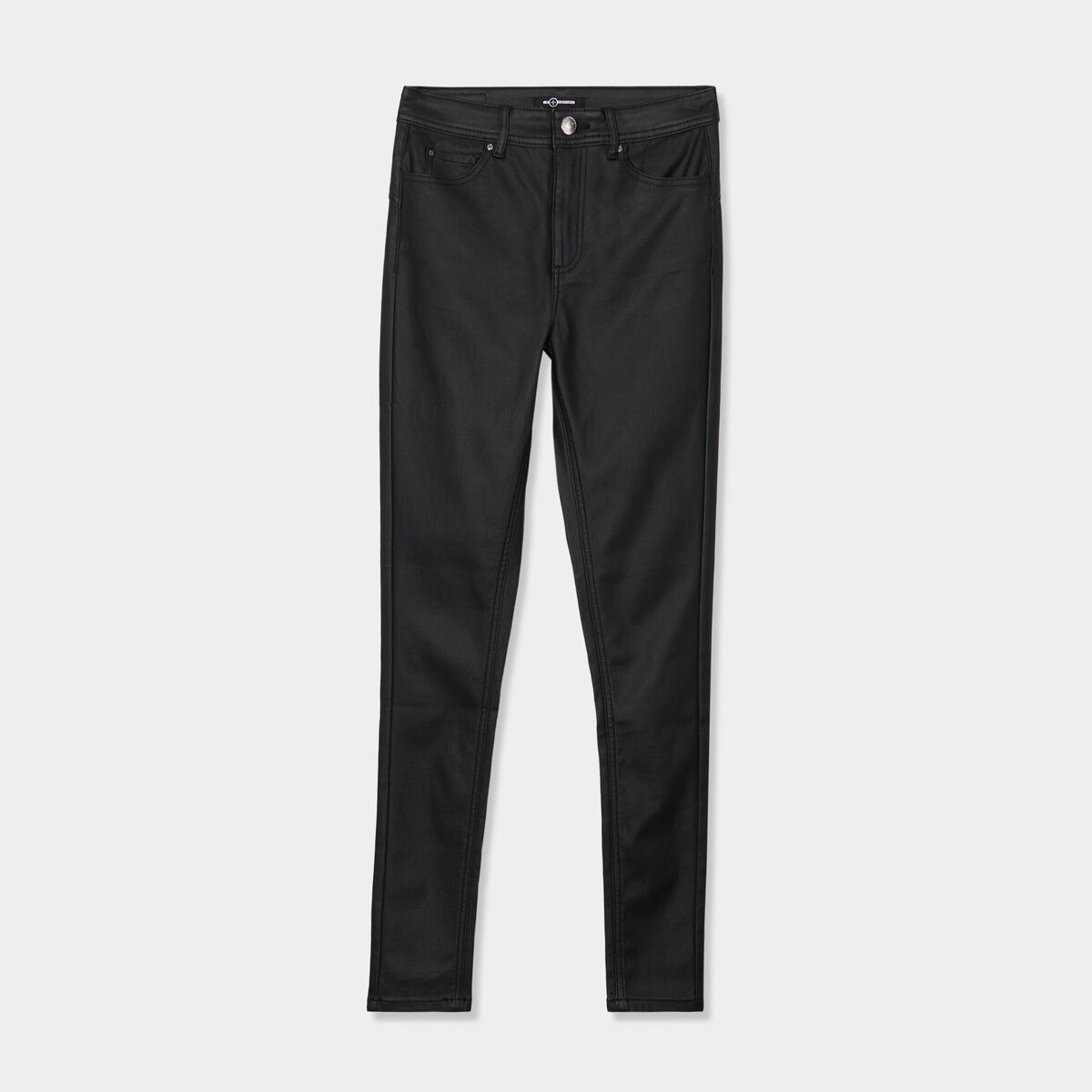 Pantalon enduit skinny push-up noir femme