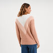 Pull manches longues col rond rose clair femme