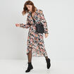 Robe longue fluide col cache-coeur noir femme