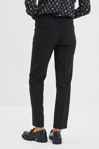 Pantalon city droit à pinces noir femme