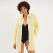 Robe chemise de plage voile de coton jaune femme