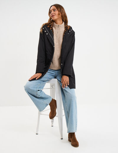 Parka 3-en-1 gilet fourr&eacute; noir femme