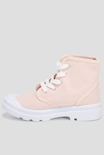 Baskets montantes crantées en toile rose fille