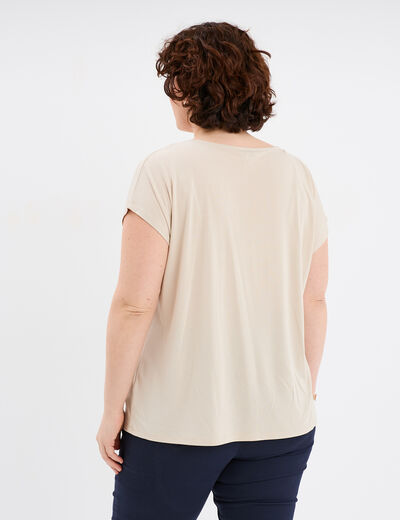 T-shirt col en V manches courtes gris clair femme grande taille