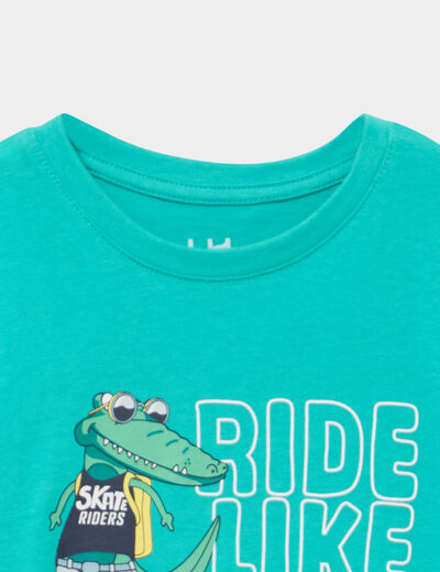 Ensemble pyjama short et t-shirt coton vert menthe gar&ccedil;on