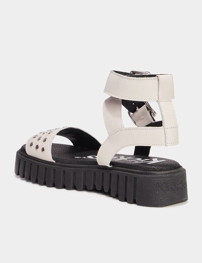 Sandales plateformes clous cuir Kickers blanc femme