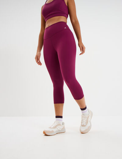 Legging corsaire de sport stretch violet fonc&eacute; femme