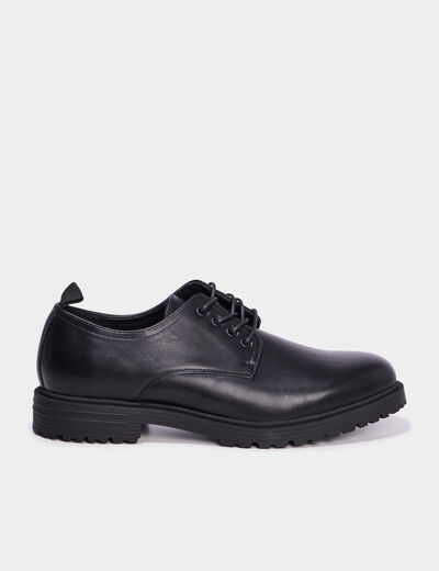 Derbies crant&eacute;es &agrave; lacets noir homme