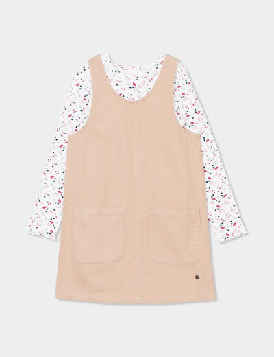 Ensemble 2 pièces robe et t-shirt coton sable fille