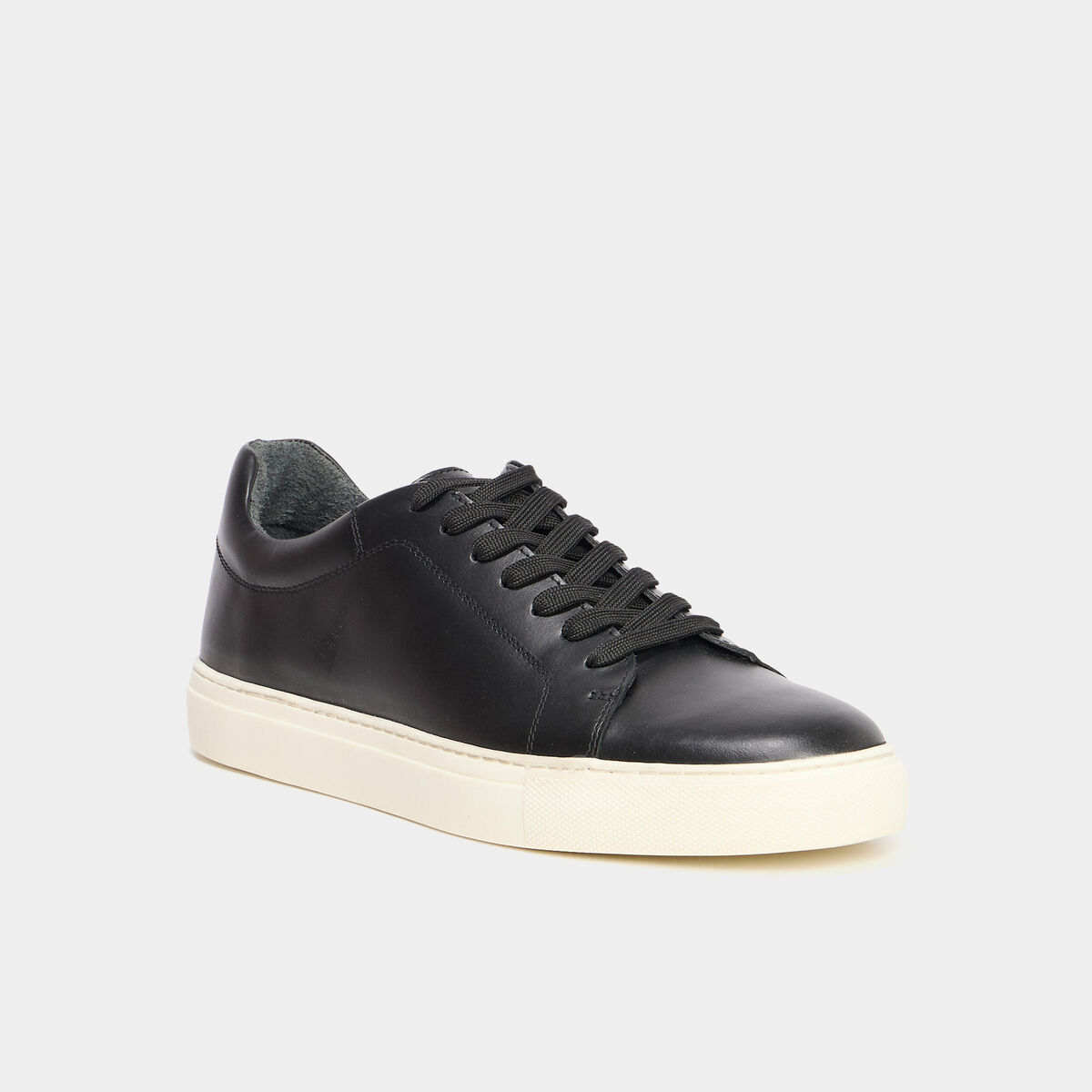 Tennis basses en cuir noir homme