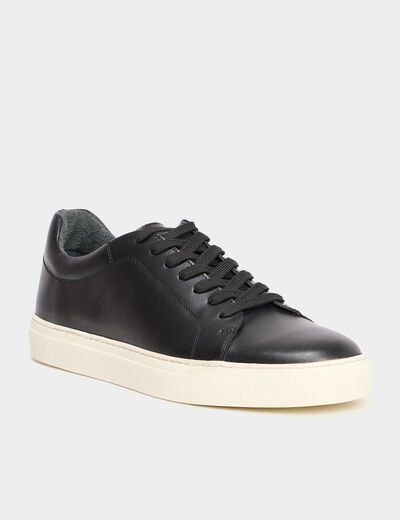 Tennis basses en cuir noir homme