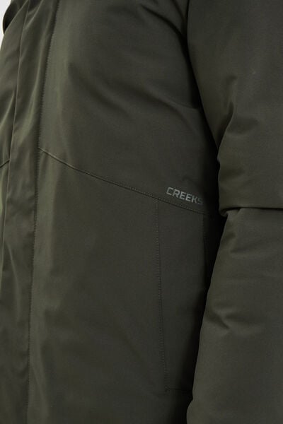 Parka mi-longue &agrave; capuche vert kaki homme