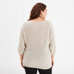 Pull manches 3/4 fils métallisés ecru femme grande taille
