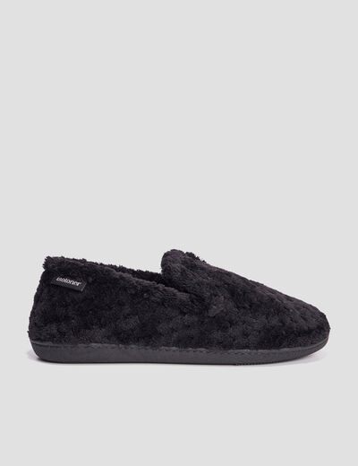 Pantoufles anti-d&eacute;rapantes fourr&eacute;es noir femme