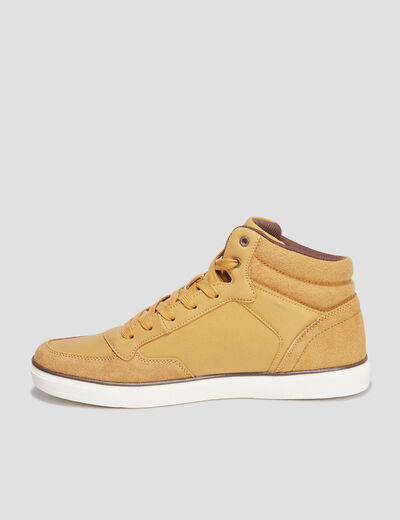 Baskets montantes à lacets jaune homme