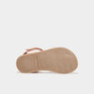 Sandales brides tress&eacute;es en cuir rose fille