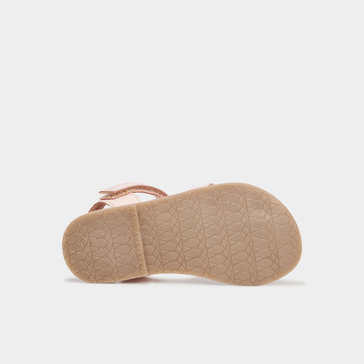 Sandales brides tress&eacute;es en cuir rose fille